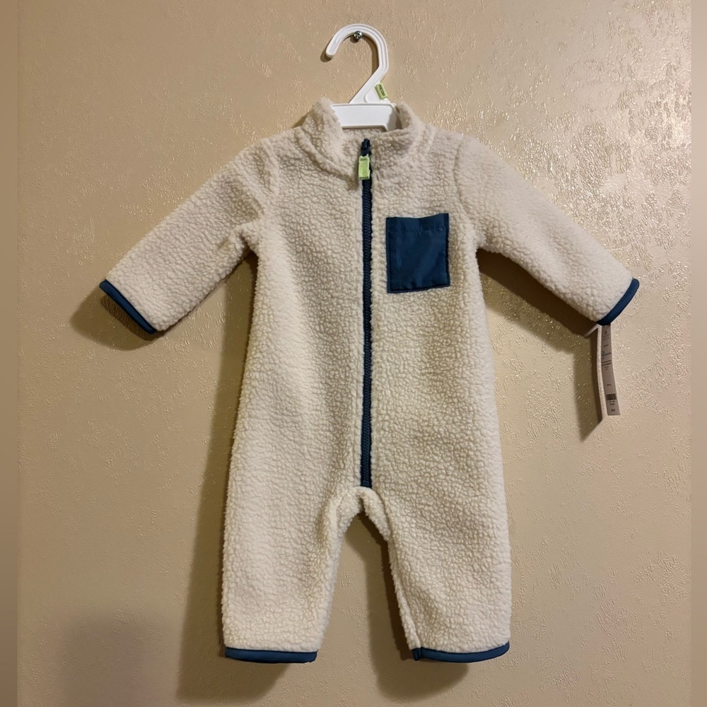 NWT Carters Baby Color Block Fleece Zip-Up Jumpsuit sz 3m